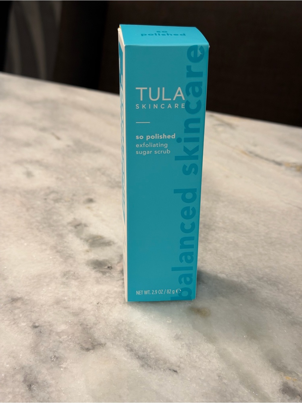 Tula So Polished Exfoliating Sugar Scrub — Turquoise Blue Packaging